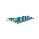 Bliss Hammocks 48-inch Ventaleen Oversized Hammock with Pillow and Spreader Bars in the seabreeze stripe variation.
