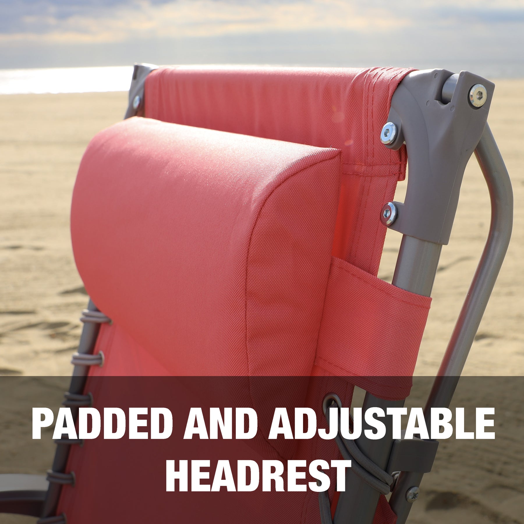 Features a padded and adjustable headrest.