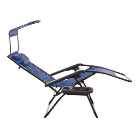 Side view of a reclined Bliss Hammocks 26-inch Wide Zero Gravity Chair in the Blue Flowers variation.