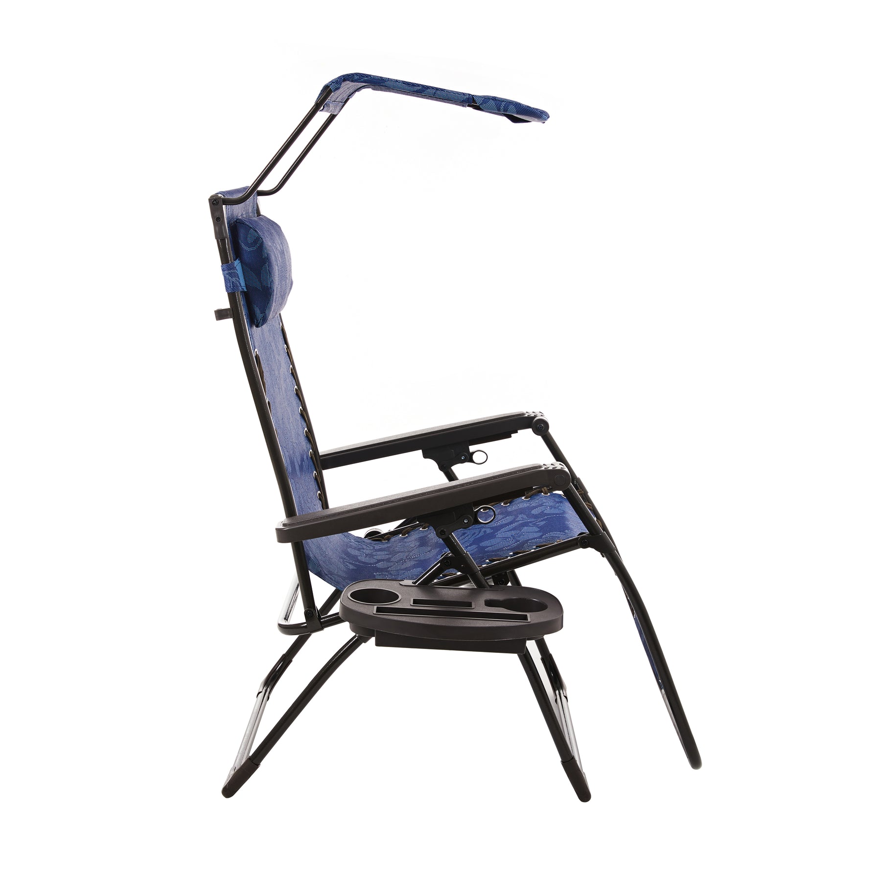 Side view of Bliss Hammocks 26-inch Wide Zero Gravity Chair in the Blue Flowers variation.