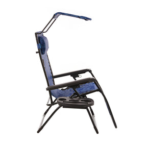 Side view of Bliss Hammocks 26-inch Wide Zero Gravity Chair in the Blue Flowers variation.