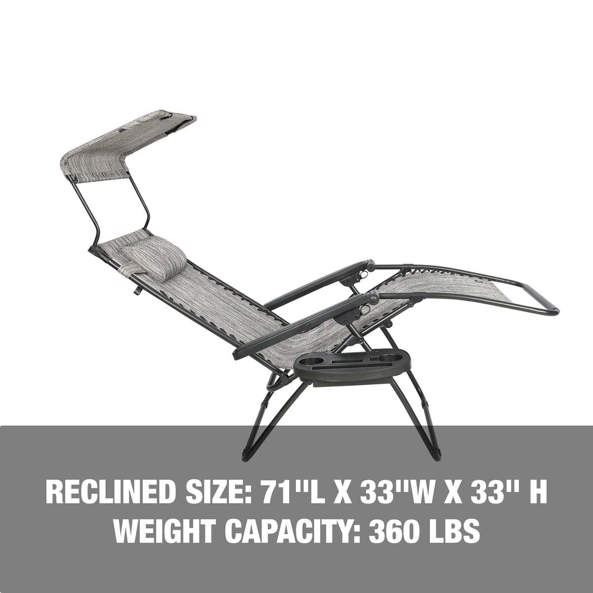 Bliss Hammocks 33" Wide XXL Zero Gravity Chair w/ Adjustable Canopy Sun