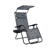 Bliss Hammocks 30-inch Wide XL Zero Gravity Chair with Adjustable Canopy Sun-Shade, Drink Tray, and Adjustable Pillow in the platinum flower variation.