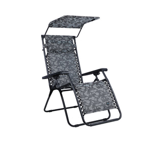 Bliss Hammocks 30-inch Wide XL Zero Gravity Chair with Canopy in the platinum flowers variation.