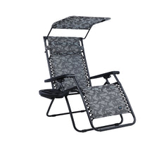 Bliss Hammocks 33-inch Wide XXL Zero Gravity Chair with Adjustable Canopy Sun-Shade, Drink Tray, and Adjustable Pillow in the platinum flower variation.