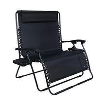 Bliss Hammocks 45-inch Wide 2-Person Zero Gravity Chair with Pillow and Drink Tray in the black variation.