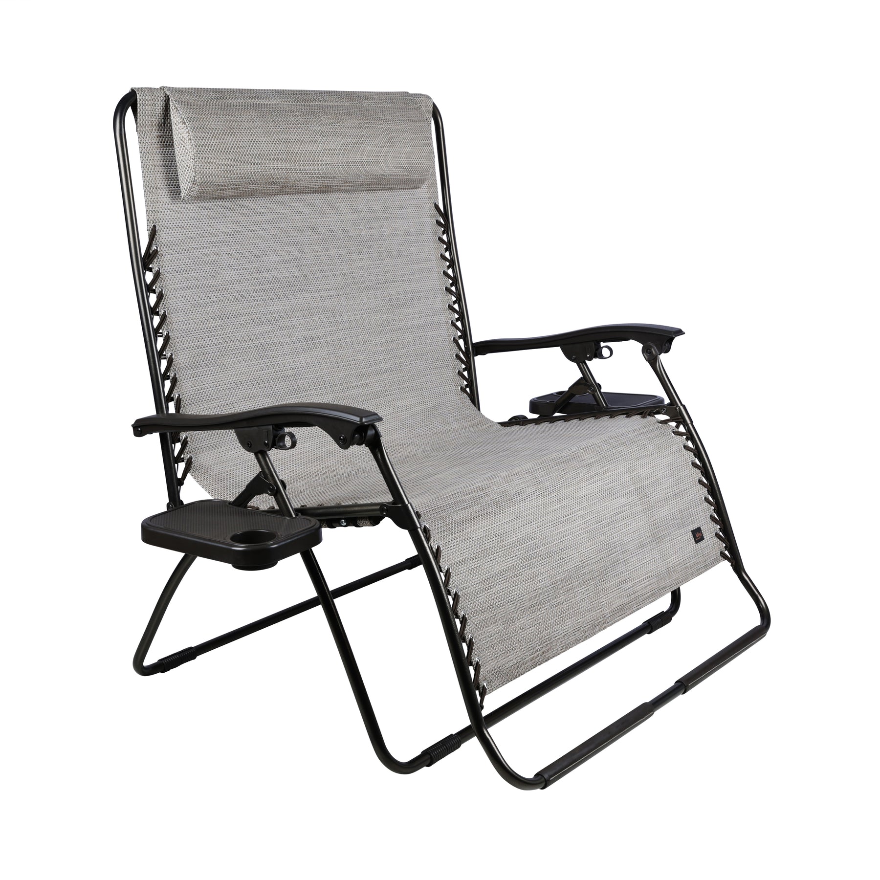 Bliss Hammocks 45-inch Wide 2-Person Zero Gravity Chair with Pillow and Drink Tray in the sand variation.