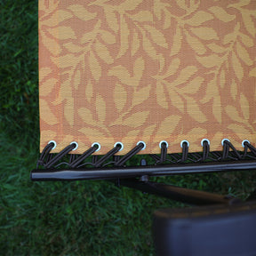 Close-up of the frame and bungee on the 26-inch Reclining Amber Leaf Sling Chair.