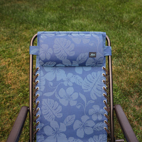 Close-up of the headrest pillow on the 26-inch Blue Flower Reclining Sling Chair.