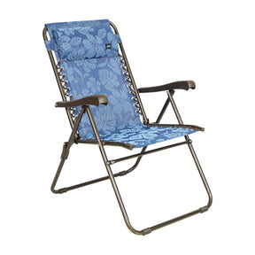 Bliss Hammocks 26-inch Wide Reclining Sling Chair with Pillow in the blue flower variation: a blue color with a light blue flower pattern.