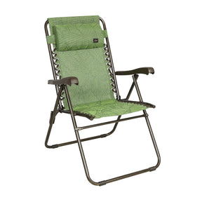 Bliss Hammocks 26-inch Wide Reclining Sling Chair with Pillow in the Green Banana Leaves variation: a green color with a light green banana leaf pattern.