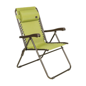Bliss Hammocks 26-inch Wide Reclining Sling Chair with Pillow in the sage green variation.