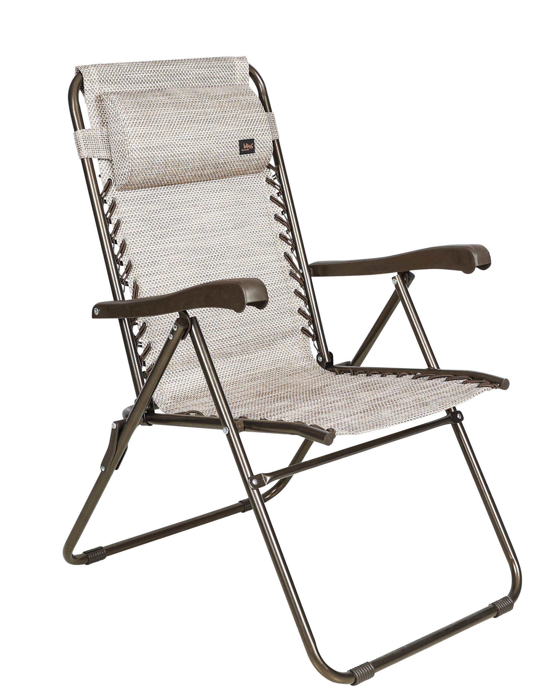 Bliss Hammocks 26-inch Wide Reclining Sling Chair with Pillow in the sand variation.
