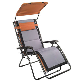 Bliss Hammocks Gravity Free Recliner Seat Cushion laid on top of a chair with the headrest over it and canopy overhead.