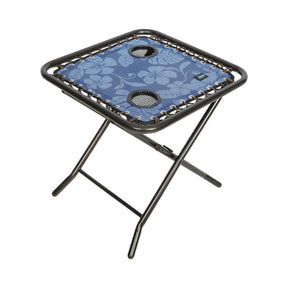 Bliss Hammocks 20-inch Folding Side Table with 2 Built-In Cup Holders in the blue flowers variation.