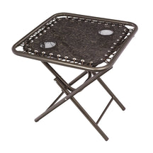 Bliss Hammocks 20-inch Folding Side Table with 2 Built-In Cup Holders in the brown jacquard variation.