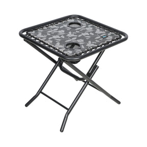Bliss Hammocks 20-inch Folding Side Table with 2 Built-In Cup Holders in the platinum flower  variation.