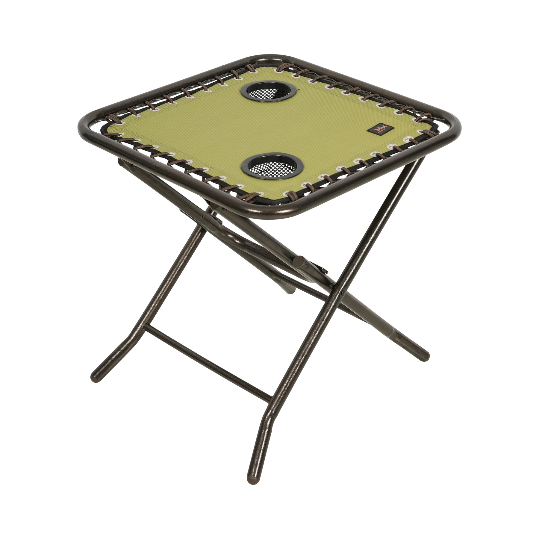 Bliss Hammocks 20-inch Folding Side Table with 2 Built-In Cup Holders in the sage green variation.