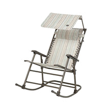 Bliss Hammocks 27-inch Wide Rocking Chair with Canopy and Pillow in the natural variation.