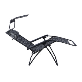 Side view of a reclined Bliss Hammocks 30-inch Wide XL Zero Gravity Chair with Canopy in the platinum flower variation.