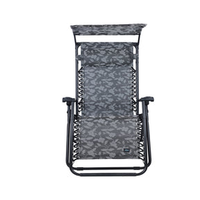 Front view of the Bliss Hammocks 30-inch Wide XL Zero Gravity Chair with Canopy in the platinum flower variation.