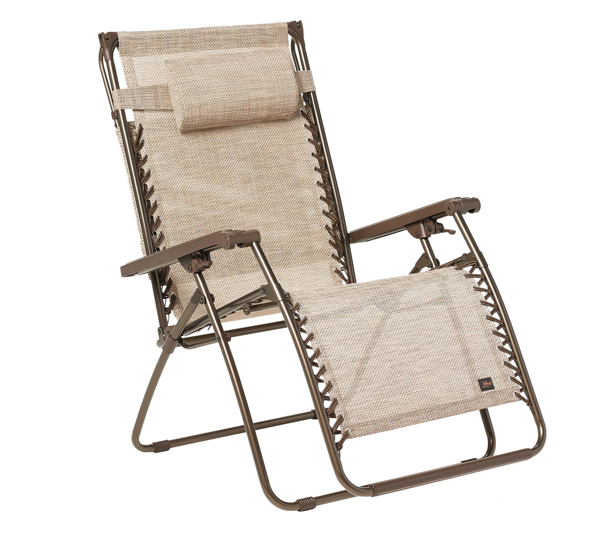 Bliss Hammocks 30-inch Wide XL Zero Gravity Chair in the sand variation without the Canopy up.
