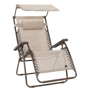 Bliss Hammocks 30-inch Wide XL Zero Gravity Chair with Canopy in the sand variation.