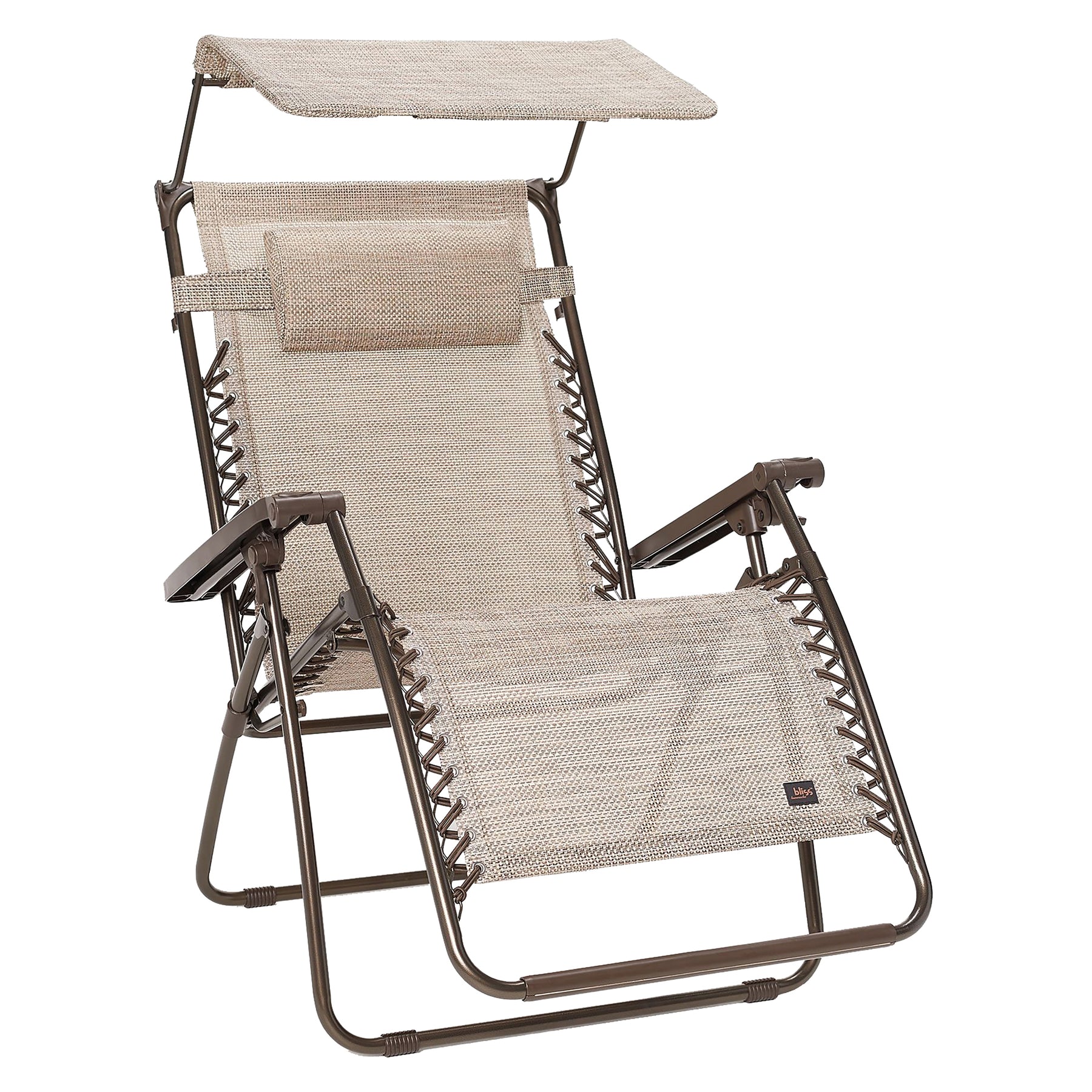 Bliss Hammocks 30-inch Wide XL Zero Gravity Chair with Canopy in the sand variation.