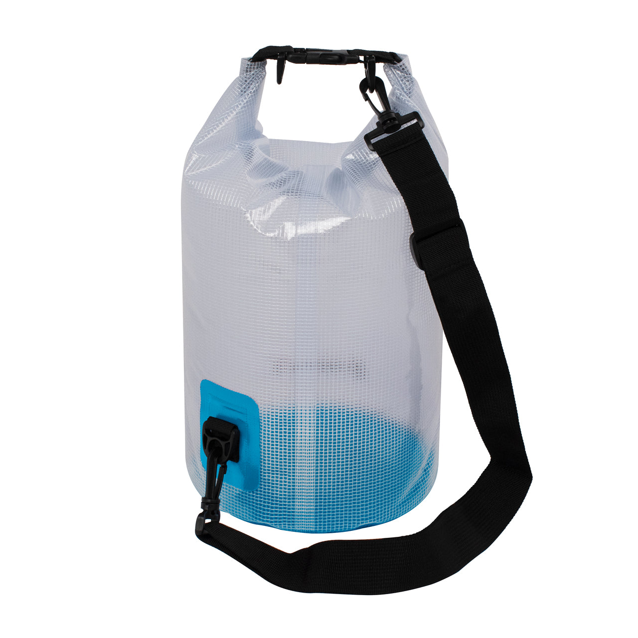 TrailGear 10 liter Heavy-Duty Transparent Dry Bag in the sky blue variation.