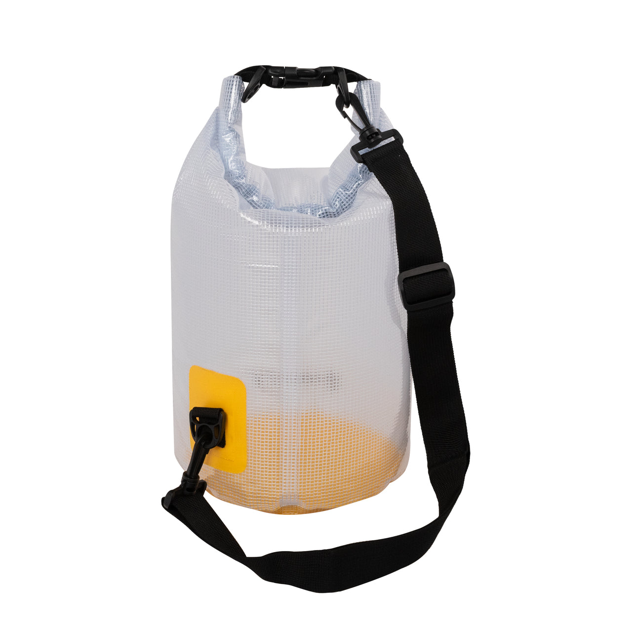 TrailGear 10 liter Heavy-Duty Transparent Dry Bag in the yellow variation.