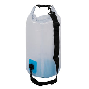 TrailGear 20 liter Heavy-Duty Transparent Dry Bag in the sky blue variation.