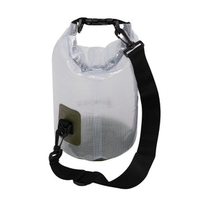 TrailGear 5 liter Heavy-Duty Transparent Dry Bag in the olive variation.