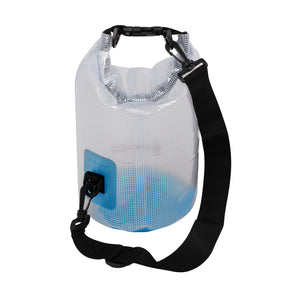 TrailGear 5 liter Heavy-Duty Transparent Dry Bag in the sky blue variation.