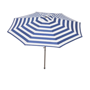 Bliss Outdoors 9-foot Patio Umbrella with Aluminum Pole in the blue stripe variation.