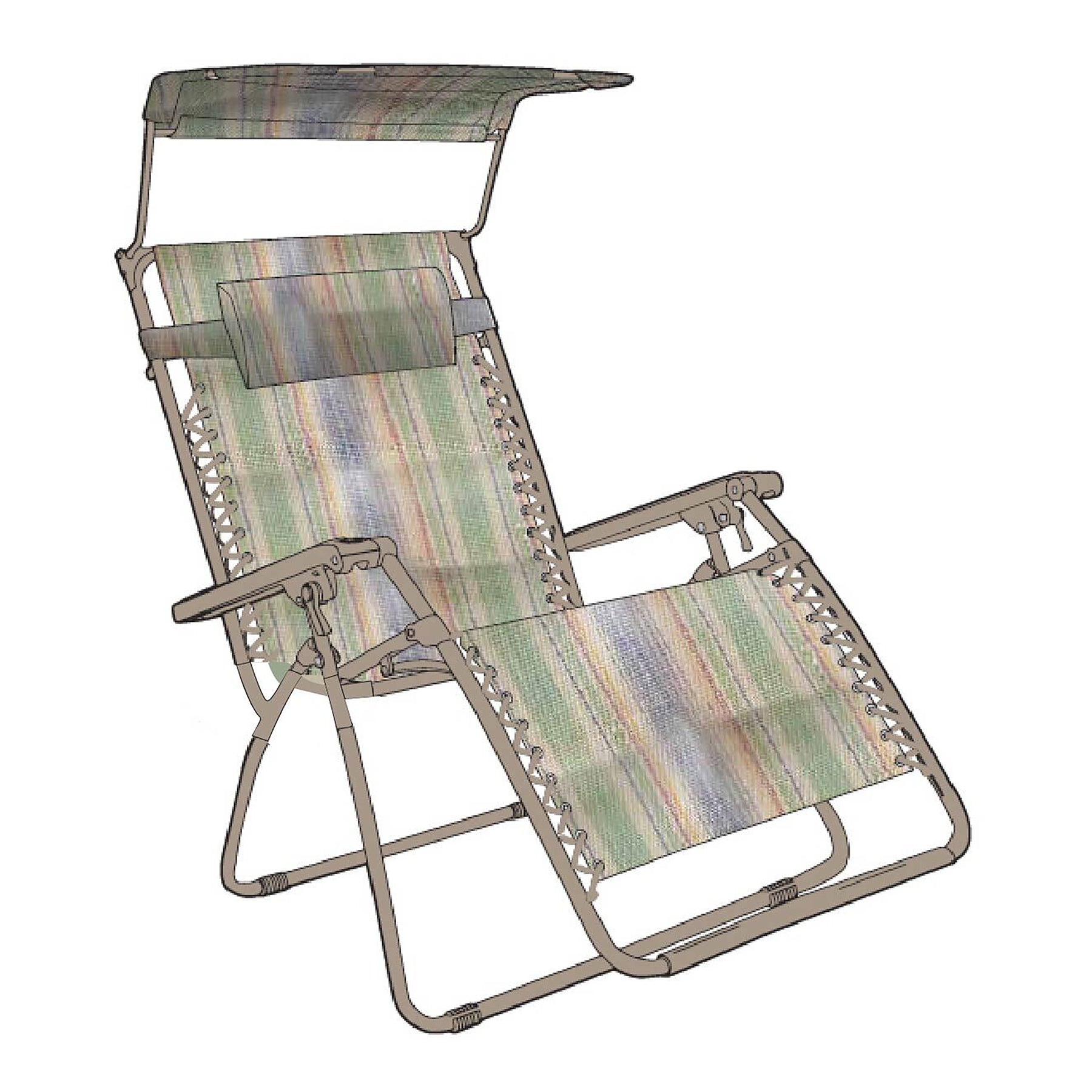 Bliss Hammocks 30-inch Wide XL Zero Gravity Chair with Canopy in the multi-stripe variation.