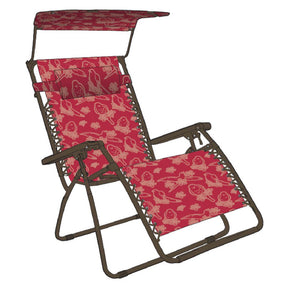 Bliss Hammocks 30-inch Wide XL Zero Gravity Chair with Canopy in the red bird variation.